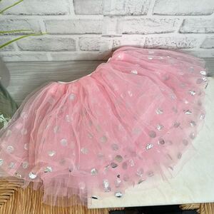 Girls Pink Polka Dot Tutu Layered Skirt Size Small